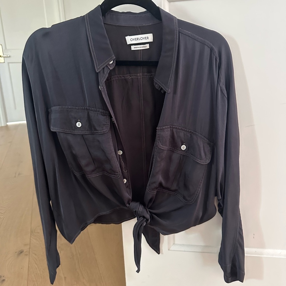 Overlover Black Tie-Front Shirt